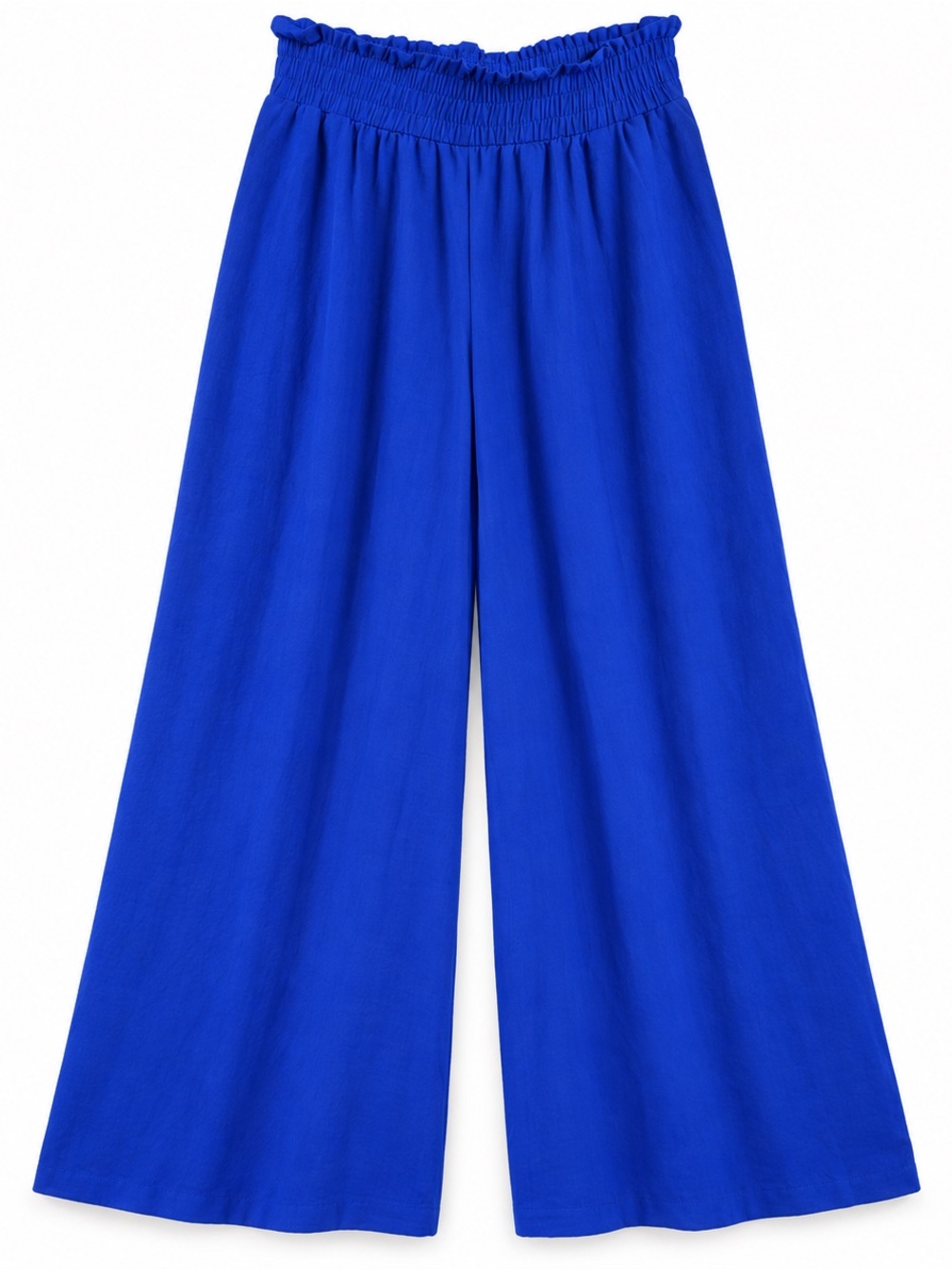 Wide-Leg Elastic Waist Pants in Cobalt Blue